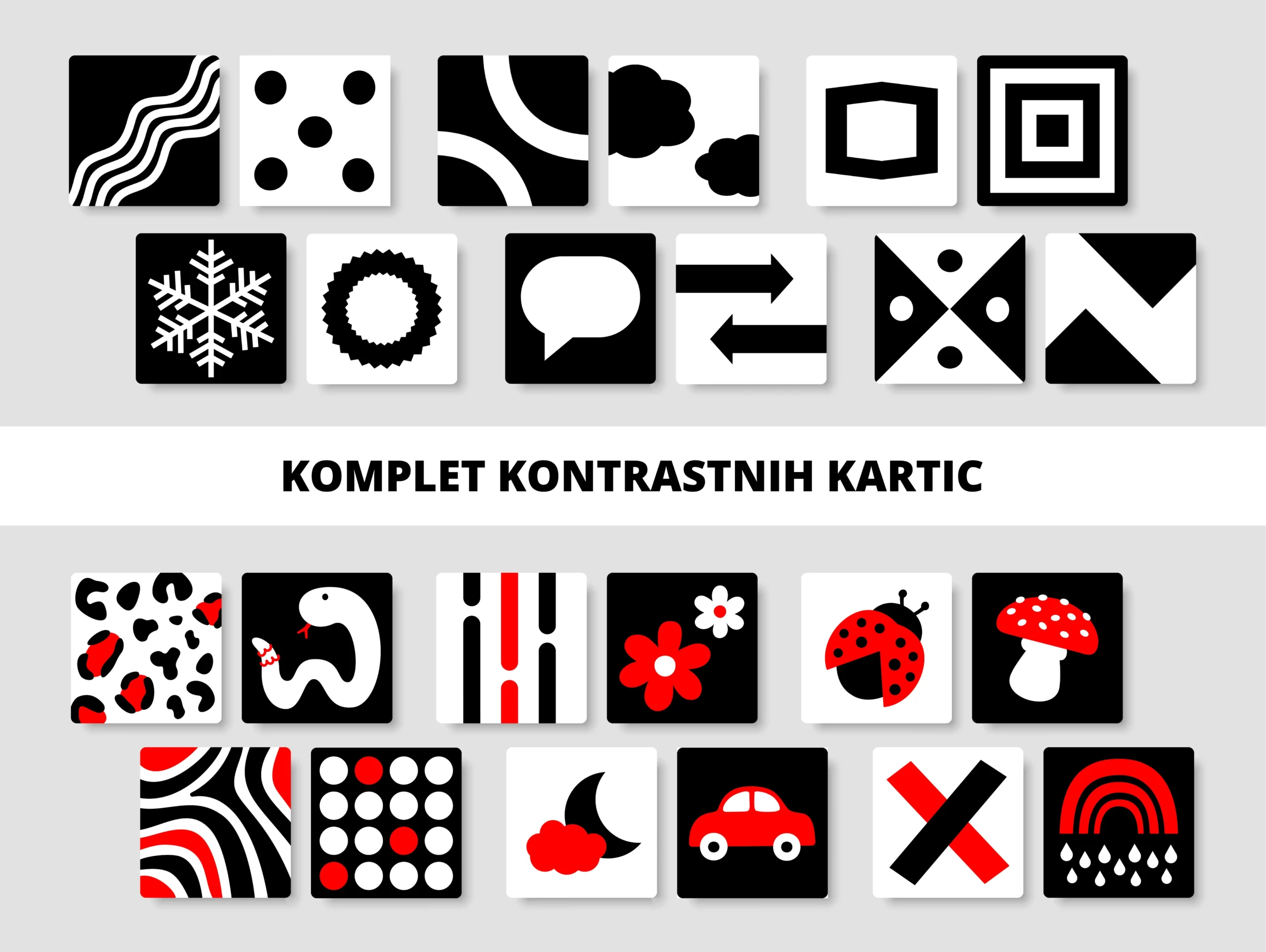 Kontrastne kartice za dojenčke: Vzpodbujanje razvoja vida in kognitivnih sposobnosti