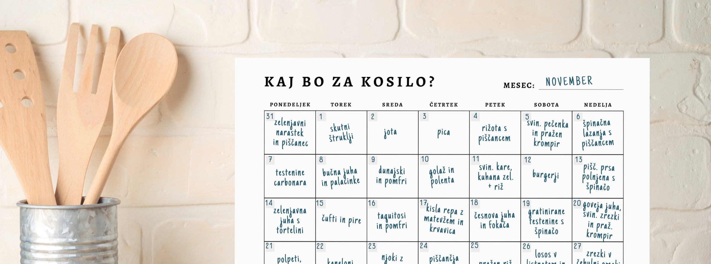 “Kaj bo za kosilo?” Reši se stresa z mesečnim jedilnikom!